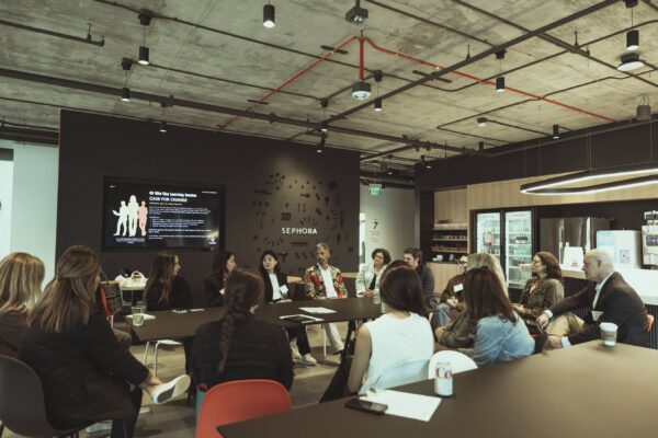 Photo shows members of the panel at the MTM Forum at Sephora