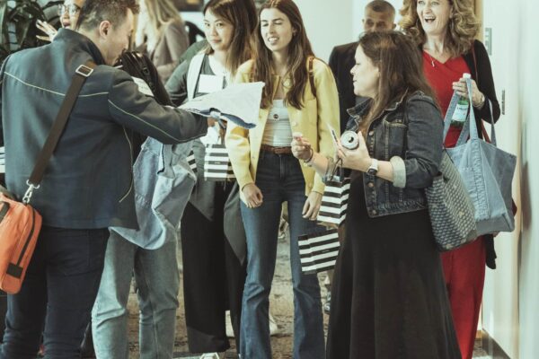 Photo shows attendees networking at the MTM Forum at Sephora