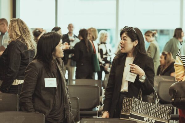 Photo shows attendees networking at the MTM Forum at Sephora