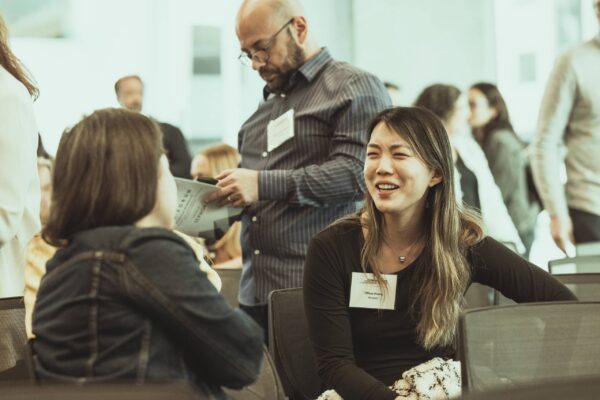 Photo shows attendees networking at the MTM Forum at Sephora