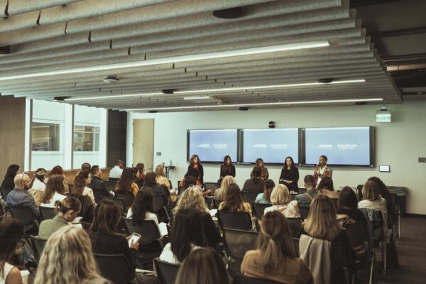 Photo shows audience listening to the panel speakers at the MTM Forum at Sephora
